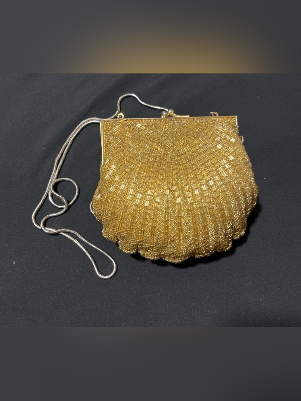 Gold Beaded Shell Evening Bag - Women
